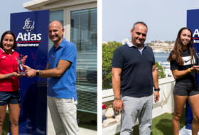 Francesca Curmi and Sasha Gatt presented with their Atlas Youth Athlete of the Month awards
